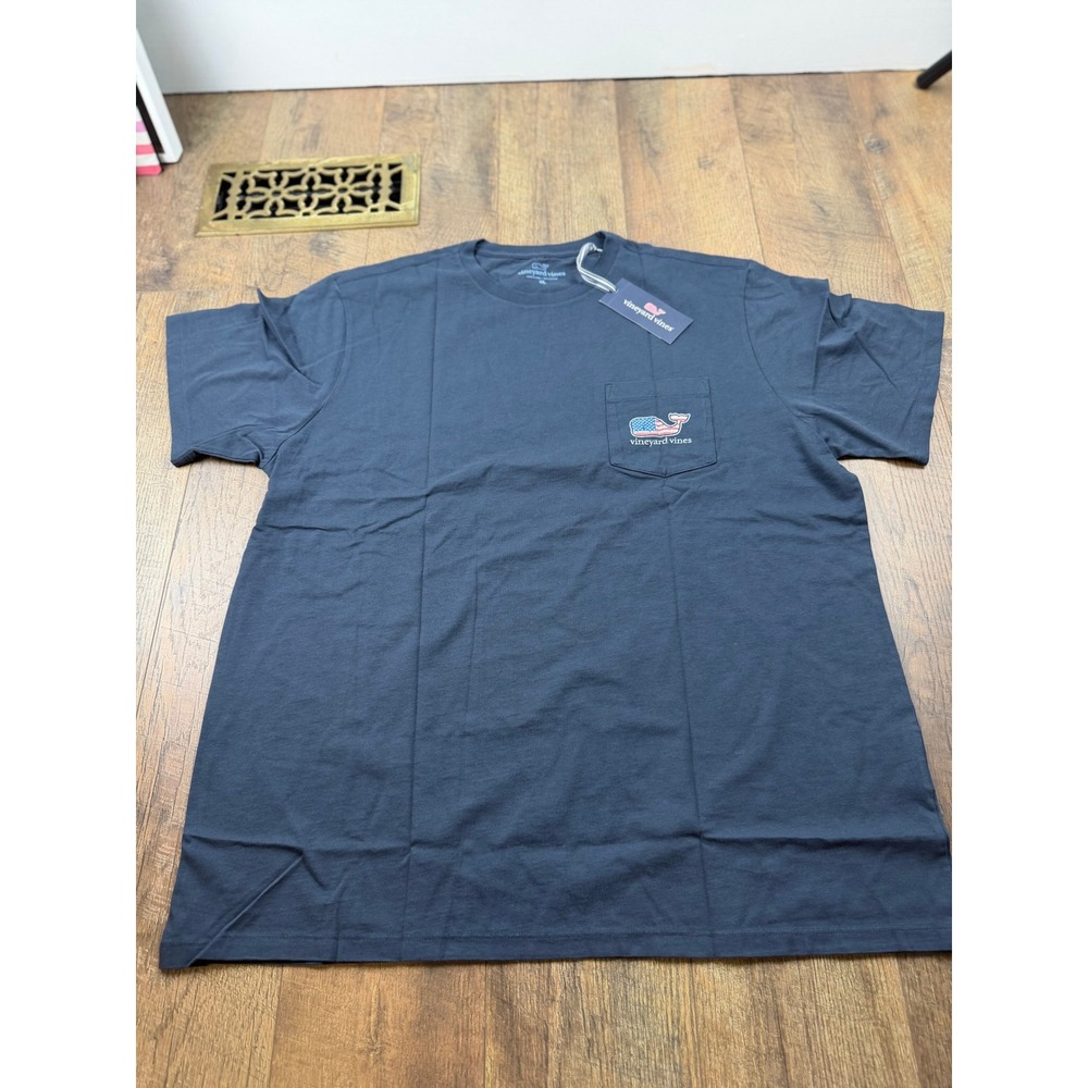 Vineyard Vines American Flag Whale Graphic Pocket Tee Navy XL NWT